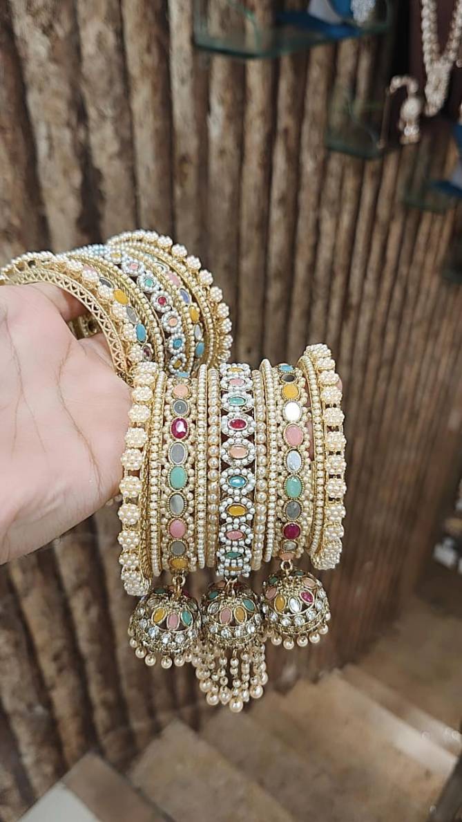 Multi Stone With JhumarKada Bridal Bangles Wholesale Shop In SUrat
